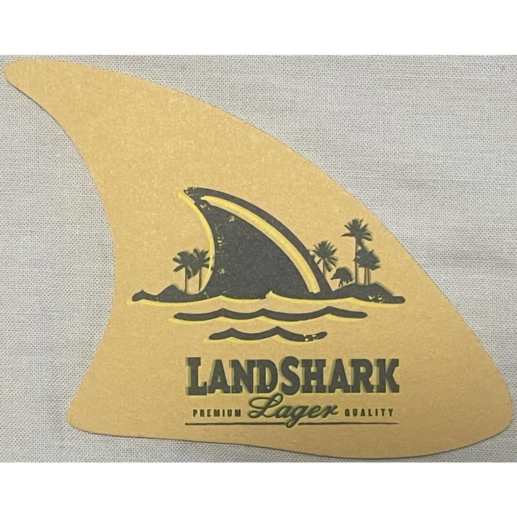 Vintage Landshark Lager Beer Shark Fin Coaster Jimmy Buffett Advertisements Antique and Alcohol Memorabilia - Caribbean
