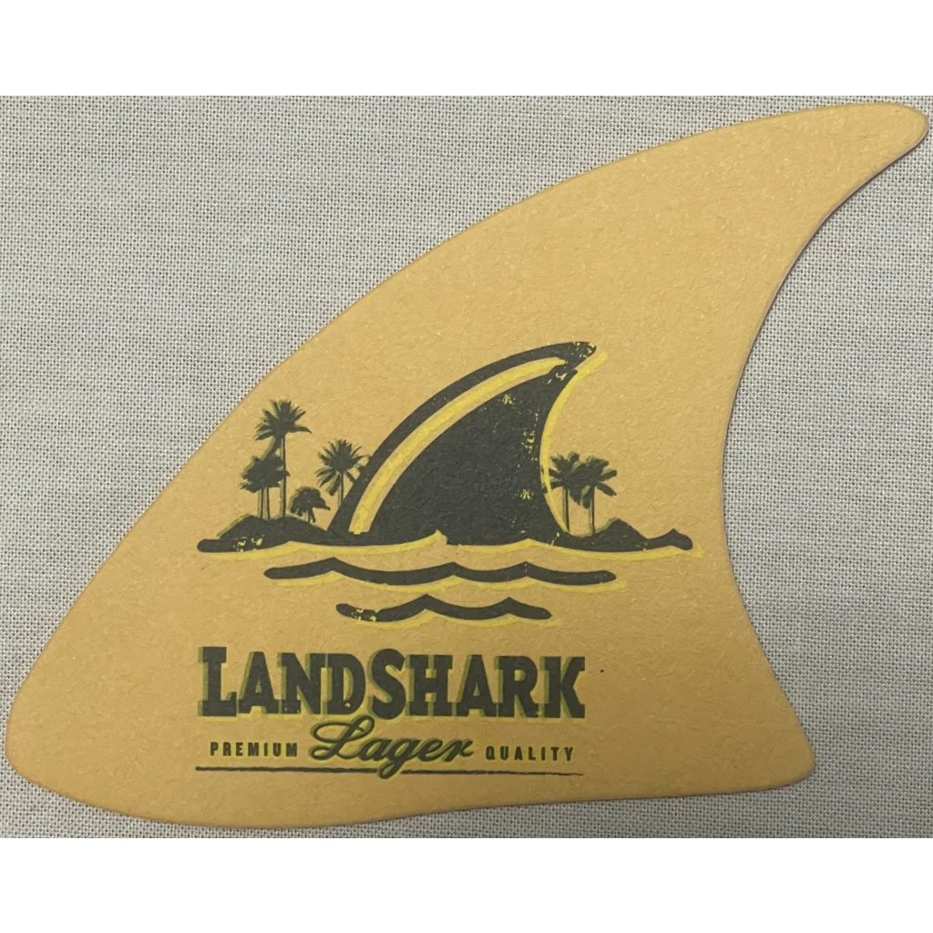 Vintage Landshark Lager Beer Shark Fin Coaster Jimmy Buffett Advertisements Antique and Alcohol Memorabilia - Caribbean