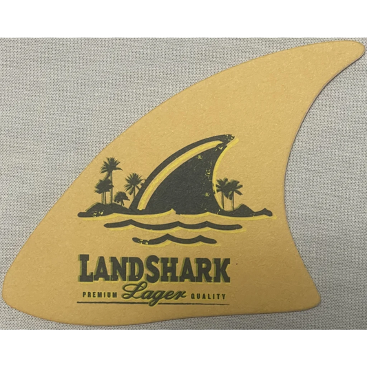 Vintage Landshark Lager Beer Shark Fin Coaster Jimmy Buffett - Advertisements - Antique And Alcohol Memorabilia.