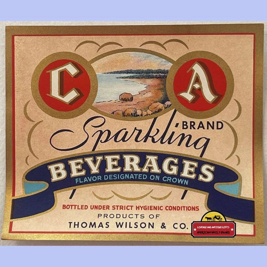 Vintage c a Sparkling Beverages Label Thomas Wilson And Co. 1930s Advertisements and Antique Gifts Home page C A Label:
