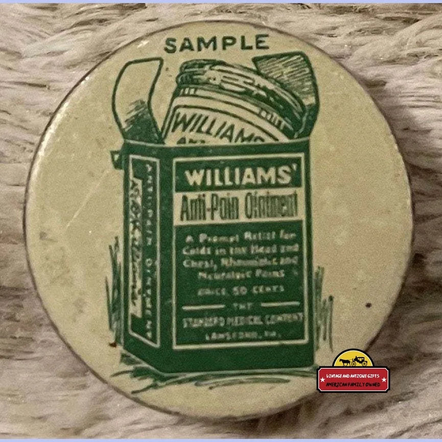 Vintage Williams Pain Ointment Sample Tin Lansford Pa. 1930s Advertisements Antique Medicine Tins Tin: - Popular